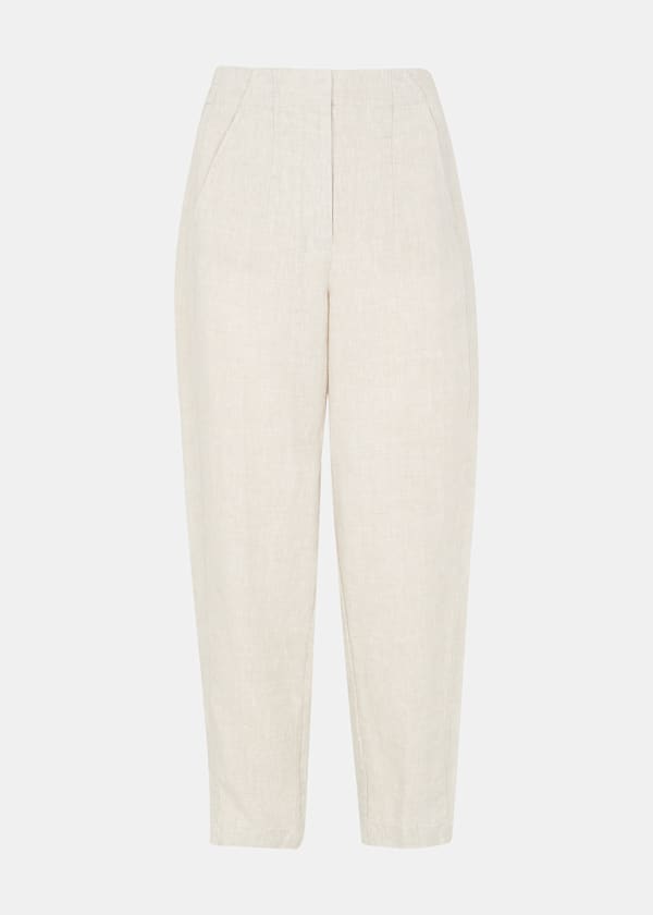 Oatmeal Linen Barrel Leg Trouser